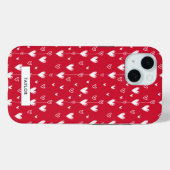 赤と白ハートパターンのモノグラム名 Case-Mate iPhoneケース (裏面 (横))