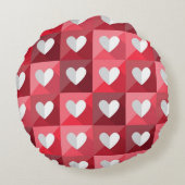 赤と白ハートパターン ラウンドクッション (裏面)