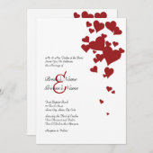 赤と白ハート結婚式招待状 招待状 (正面/裏面)