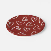 赤と白ハート ペーパープレート (アングル)