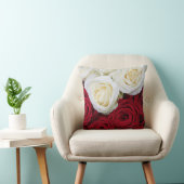 赤と白バラの枕 クッション (椅子)