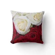 赤と白バラの枕