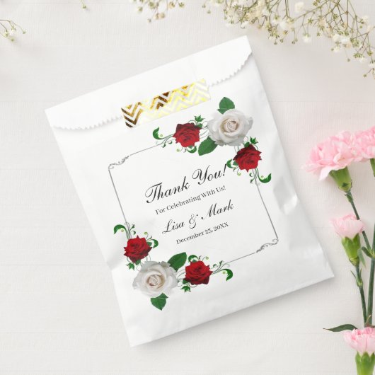 赤と白バラス結婚クリスマス フェイバーバッグ (封をした状態)