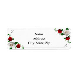 赤と白バラス結婚クリスマス ラベル