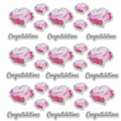 赤と白バラ写真 | 祝福 シール (正面)