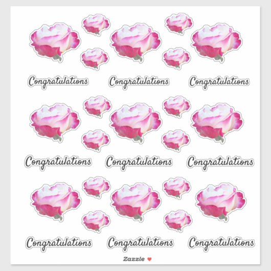 赤と白バラ写真 | 祝福 シール (シート)