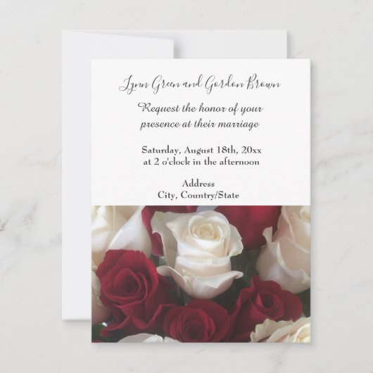 赤と白バラ結婚式招待状 招待状 (正面)