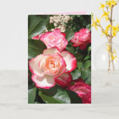 赤と白バラ花フローラバラカード カード (黄色い花)