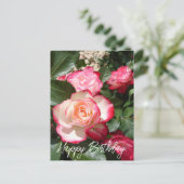 赤と白バラ花フローラバラカード ポストカード (スタンド正面)