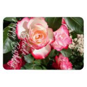 赤と白バラ花フローラバラカード マグネット (横)