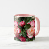 赤と白バラ花フローラバラ マグカップ (正面右)