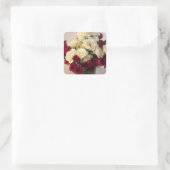 赤と白バラ スクエアシール (バッグ)