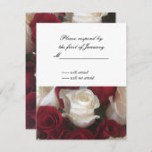 赤と白バラRSVP返信カード 出欠カード (正面/裏面)