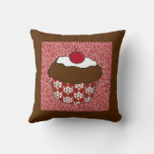 赤と白パターンのチョコレートカップケーキ クッション (裏面)