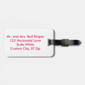 赤と白パーソナライズされたストライプの荷物タグ ラゲッジタグ (裏面横)