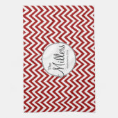 赤と白パーソナライズされた布巾 キッチンタオル (縦)