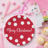 赤と白パーソナライズされた水玉模様 ペーパープレート (パーティー)