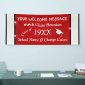 赤と白パーソナライズな同窓会の旗 横断幕 (トレードショー)