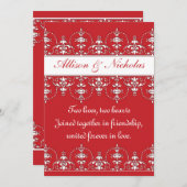 赤と白ビクトリアンスタイル結婚式招待状 招待状 (正面/裏面)