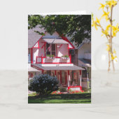 赤と白ビクトリアンMartha's Vineyard Card カード (黄色い花)