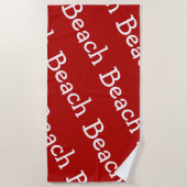 赤と白ビーチパターン ビーチタオル (正面)
