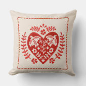 赤と白フォークアートハート クッション (正面)