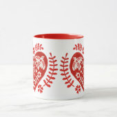 赤と白フォークアートハート マグカップ (中央)