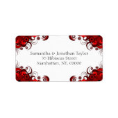 赤と白フローラエレガント住所 シール (正面)