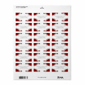 赤と白フローラエレガント住所 シール (フルシート)