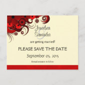 赤と白フローラセーブ・ザ・デート案内 案内ポストカード (裏面)