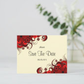 赤と白フローラセーブ・ザ・デート案内 案内ポストカード (スタンド正面)
