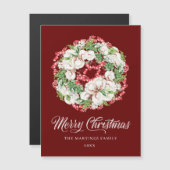 赤と白フローラベリークリスマス磁気カード (正面/裏面)