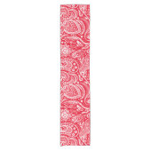 赤と白フローラペイズリーパターン ショートテーブルランナー (正面)