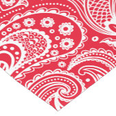 赤と白フローラペイズリーパターン ショートテーブルランナー (コーナー)