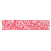赤と白フローラペイズリーパターン ショートテーブルランナー (横)