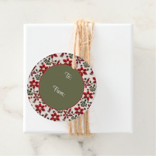 赤と白フローラ刺しゅう フェイバータグ (インサイチュ)