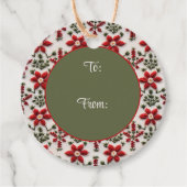 赤と白フローラ刺しゅう フェイバータグ (正面)