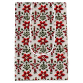 赤と白フローラ刺しゅう ミディアムペーパーバッグ (裏面)