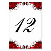 赤と白フローラ披露宴表の番号カード テーブルナンバー (裏面)