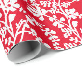 赤と白フローラ繰り返しパターン ラッピングペーパー (ロールコーナー)