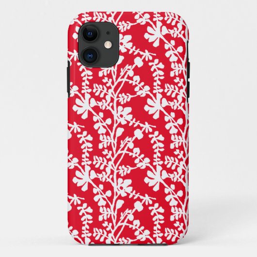 赤と白フローラ繰り返しパターン Case-Mate iPhoneケース (裏面)