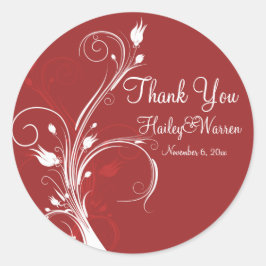 赤と白フローラ3"ラウンドステッカー ラウンドシール