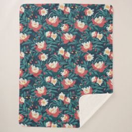 赤と白フローラ シェルパブランケット