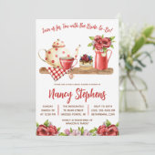 赤と白フローラ、スイートティーパーティーブライダルシャワー 招待状 (スタンド正面)