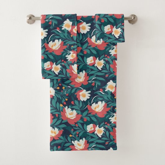 赤と白フローラ バスタオルセット (インサイチュ)