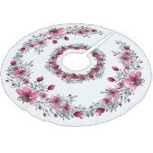 赤と白フローラ ブラッシュドポリエステルツリースカート (アングル)