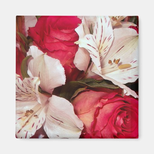 赤と白フローラ マグネット (正面)