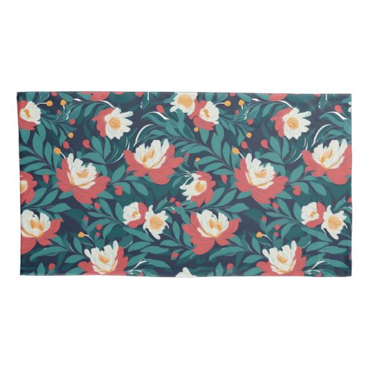 赤と白フローラ 枕カバー (裏面-右)