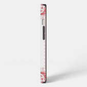 赤と白ペイズリーデザイン iPhoneケース (左側面)
