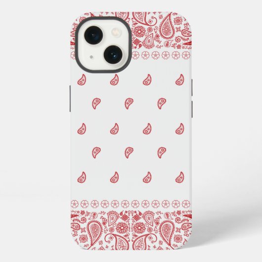 赤と白ペイズリーデザイン iPhoneケース (裏面)